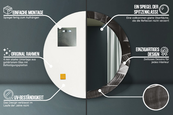 Espelho com moldura impressa redondo Palmeiras tropicais