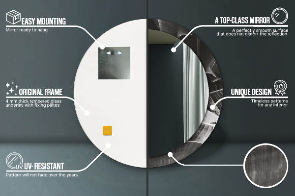 Espelho com moldura impressa redondo Palmeiras tropicais