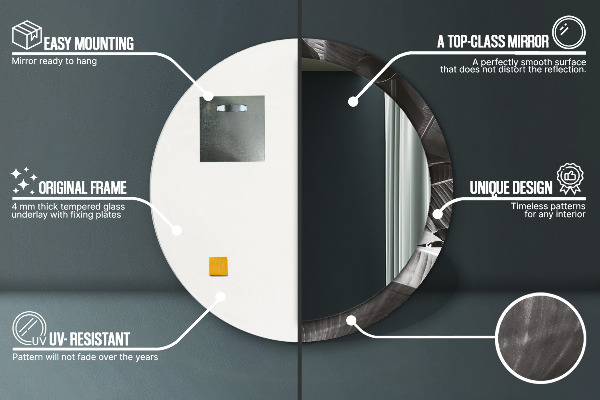 Espelho com moldura impressa redondo Palmeiras tropicais