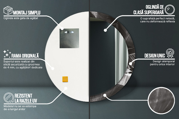 Espelho com moldura impressa redondo Palmeiras tropicais