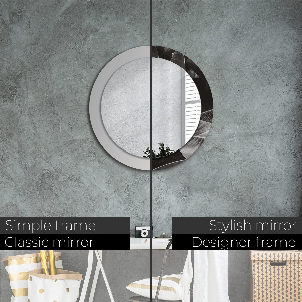 Espelho com moldura impressa redondo Palmeiras tropicais