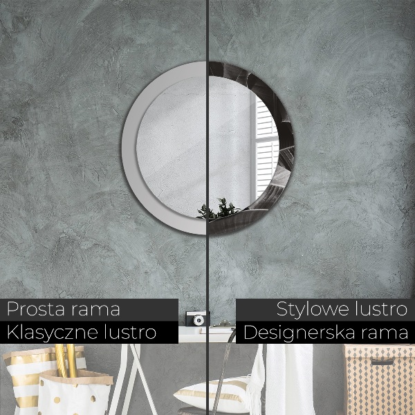 Espelho com moldura impressa redondo Palmeiras tropicais