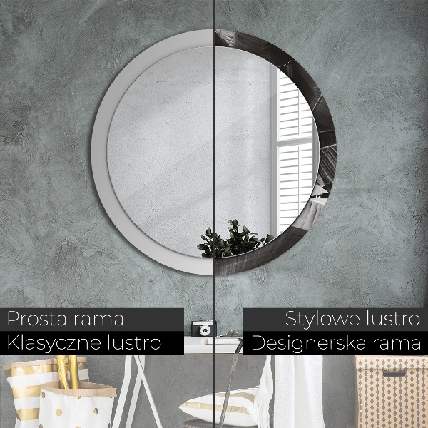 Espelho com moldura impressa redondo Palmeiras tropicais