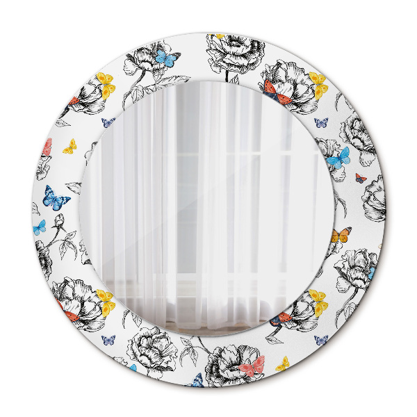 Espelho circular de parede decorativo Borboleta