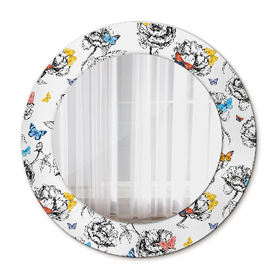 Espelho circular de parede decorativo Borboleta