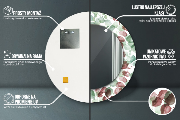 Espelho de parede circular decorativo Eucalipto