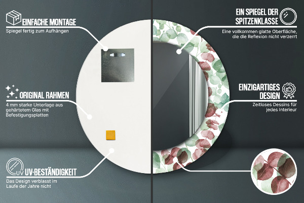 Espelho de parede circular decorativo Eucalipto