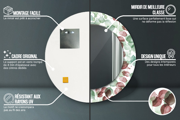 Espelho de parede circular decorativo Eucalipto