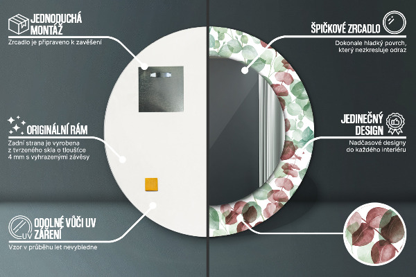 Espelho de parede circular decorativo Eucalipto