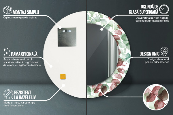 Espelho de parede circular decorativo Eucalipto