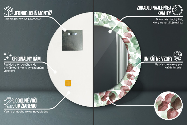 Espelho de parede circular decorativo Eucalipto