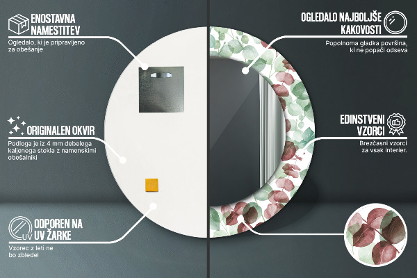 Espelho de parede circular decorativo Eucalipto