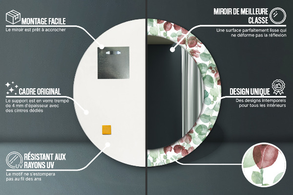 Espelho de parede circular decorativo Eucalipto