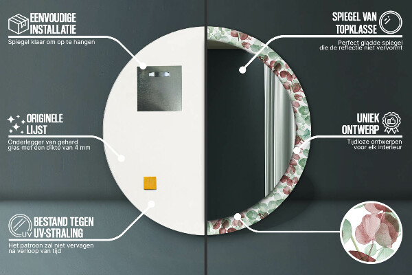Espelho de parede circular decorativo Eucalipto