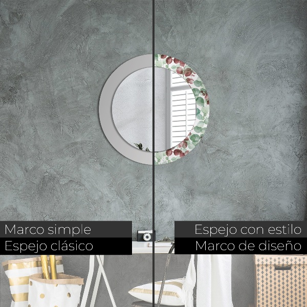 Espelho de parede circular decorativo Eucalipto