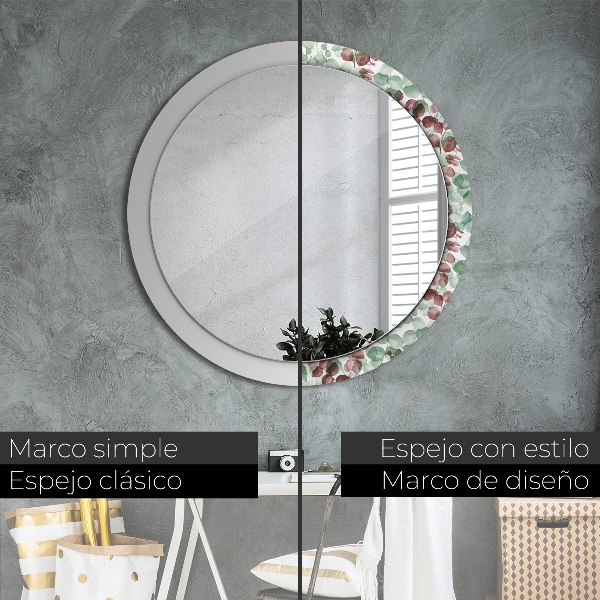 Espelho de parede circular decorativo Eucalipto