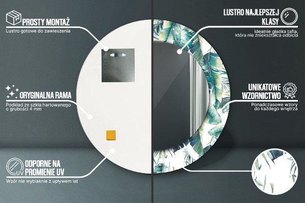 Espelho circular de parede decorativo Folhas