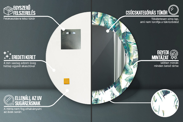 Espelho circular de parede decorativo Folhas