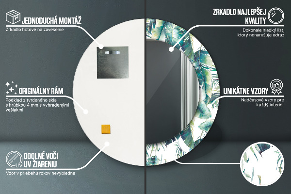 Espelho circular de parede decorativo Folhas