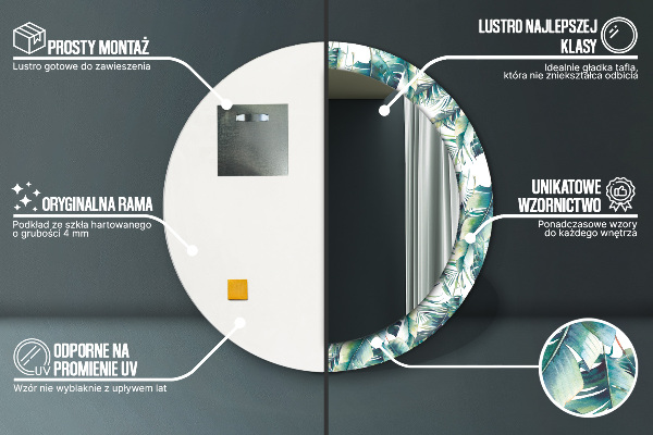 Espelho circular de parede decorativo Folhas