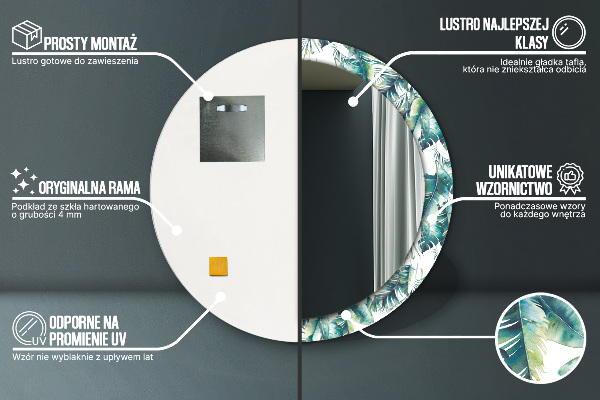 Espelho circular de parede decorativo Folhas