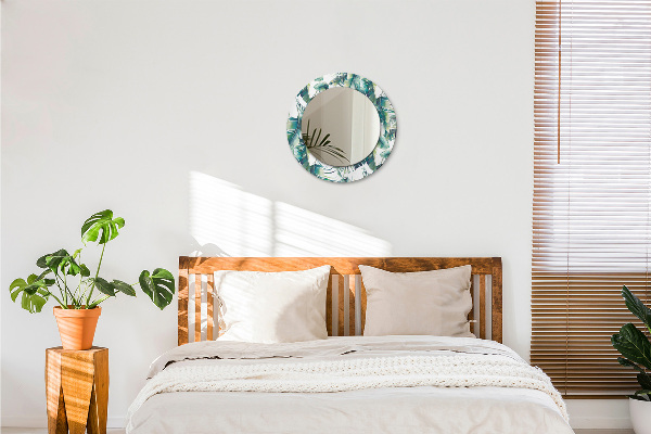 Espelho circular de parede decorativo Folhas