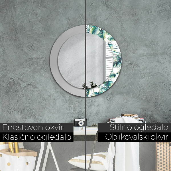 Espelho circular de parede decorativo Folhas