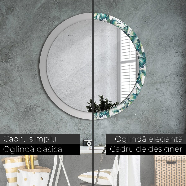 Espelho circular de parede decorativo Folhas