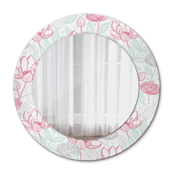 Espelho circular de parede decorativo Flores