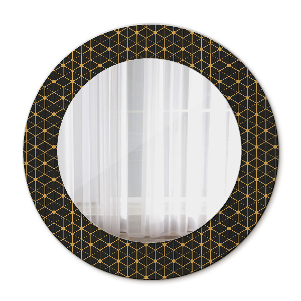 Espelho circular de parede decorativo Geometria hexagonal