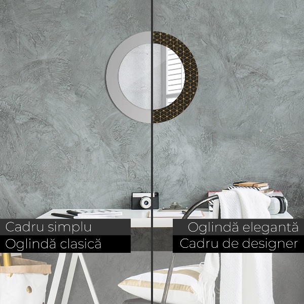 Espelho circular de parede decorativo Geometria hexagonal