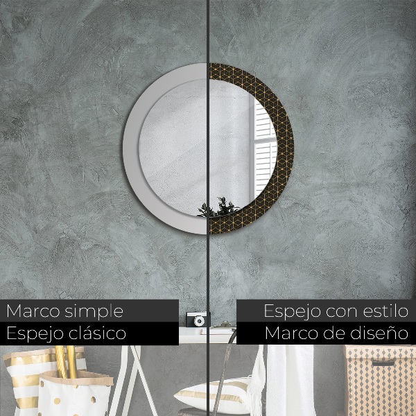 Espelho circular de parede decorativo Geometria hexagonal