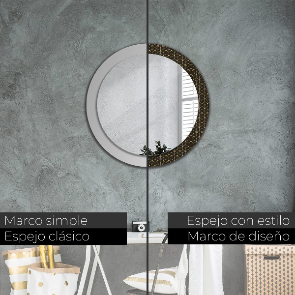 Espelho circular de parede decorativo Geometria hexagonal