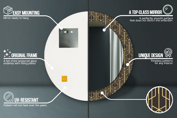 Espelho com moldura impressa redondo Abstrato