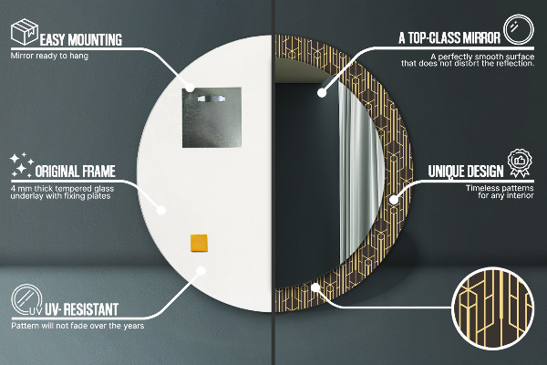 Espelho com moldura impressa redondo Abstrato