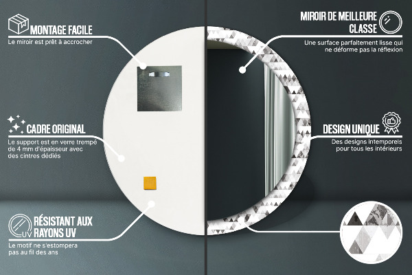 Espelho circular de parede decorativo Triângulo arco-íris