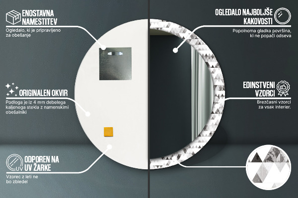 Espelho circular de parede decorativo Triângulo arco-íris