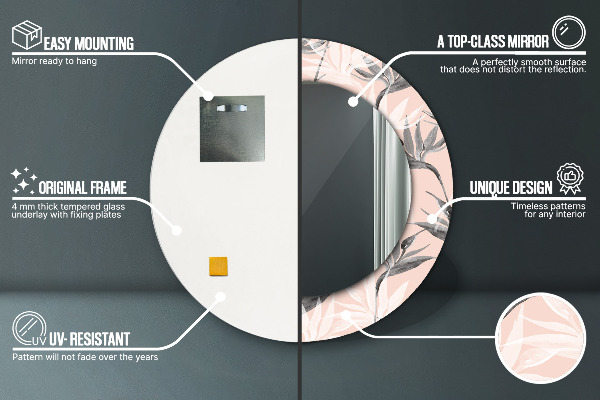 Espelho circular de parede decorativo Paraíso dos pássaros