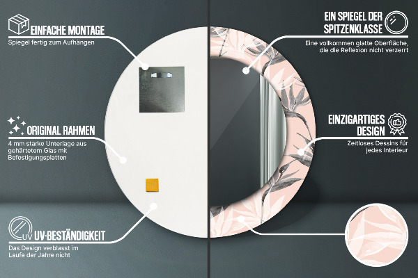 Espelho circular de parede decorativo Paraíso dos pássaros