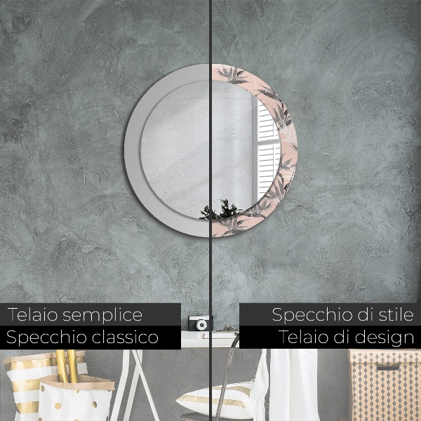 Espelho circular de parede decorativo Paraíso dos pássaros