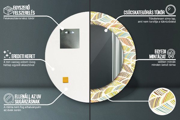 Espelho circular de parede decorativo Abstrato