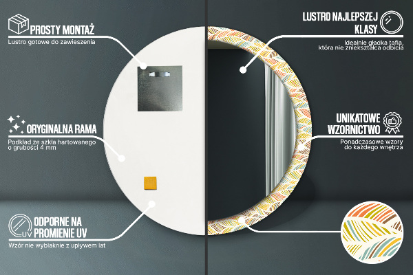 Espelho circular de parede decorativo Abstrato