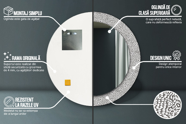 Espelho circular de parede decorativo Padrão floral