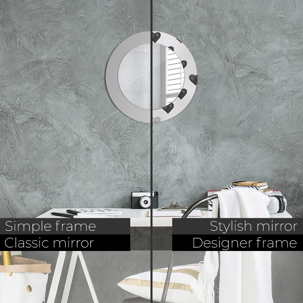 Espelho circular de parede decorativo Corações abstractos