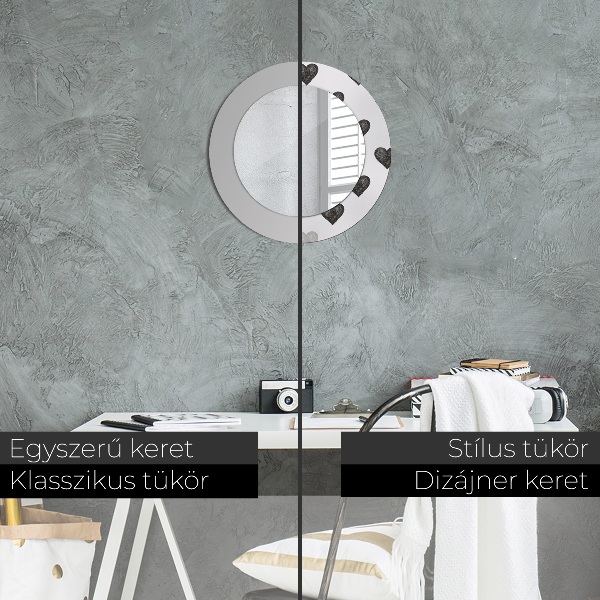 Espelho circular de parede decorativo Corações abstractos