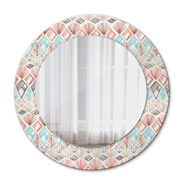 Espelho circular de parede decorativo Padrão étnico
