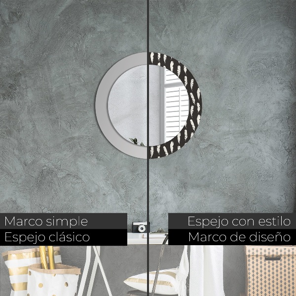 Espelho circular de parede decorativo Penas