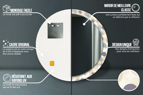 Espelho circular de parede decorativo Círculos geométricos
