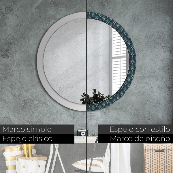 Espelho circular de parede decorativo Padrão floral