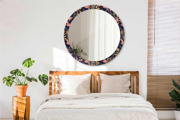 Espelho circular de parede decorativo Plantas de aguarela